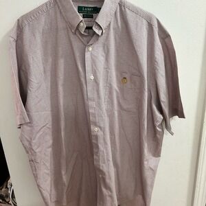 Lauren Ralph Lauren Mens Gingham‎ Button Down Short Sleeve Shirt Size L